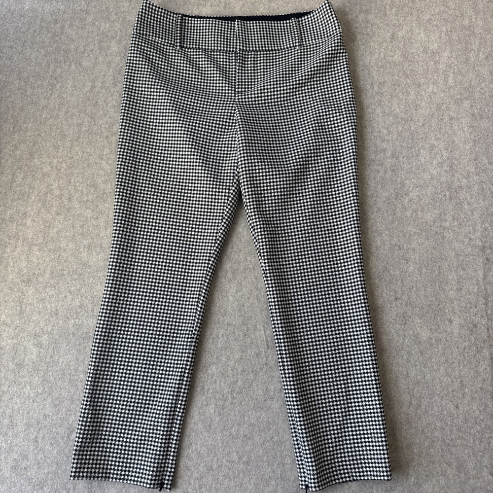 Alice + Olivia Classics Houndstooth Ankle Pants Womens 8 Wool Blend Low Rise Y2K